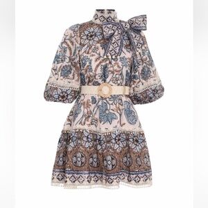 Zimmermann Vitali Tie Neck Mini Dress NWT